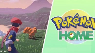 Pokemon Home logo (left), Pokemon Legends Arceus gameplay screenshot (right)