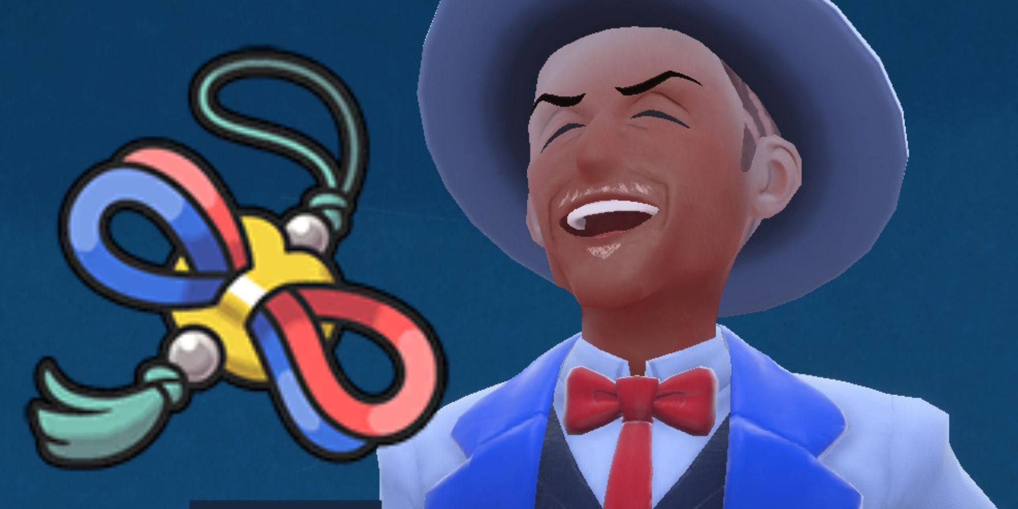 Una captura de pantalla de Cyrano junto al Mark Charm en Pokémon Scarlet & Violet.