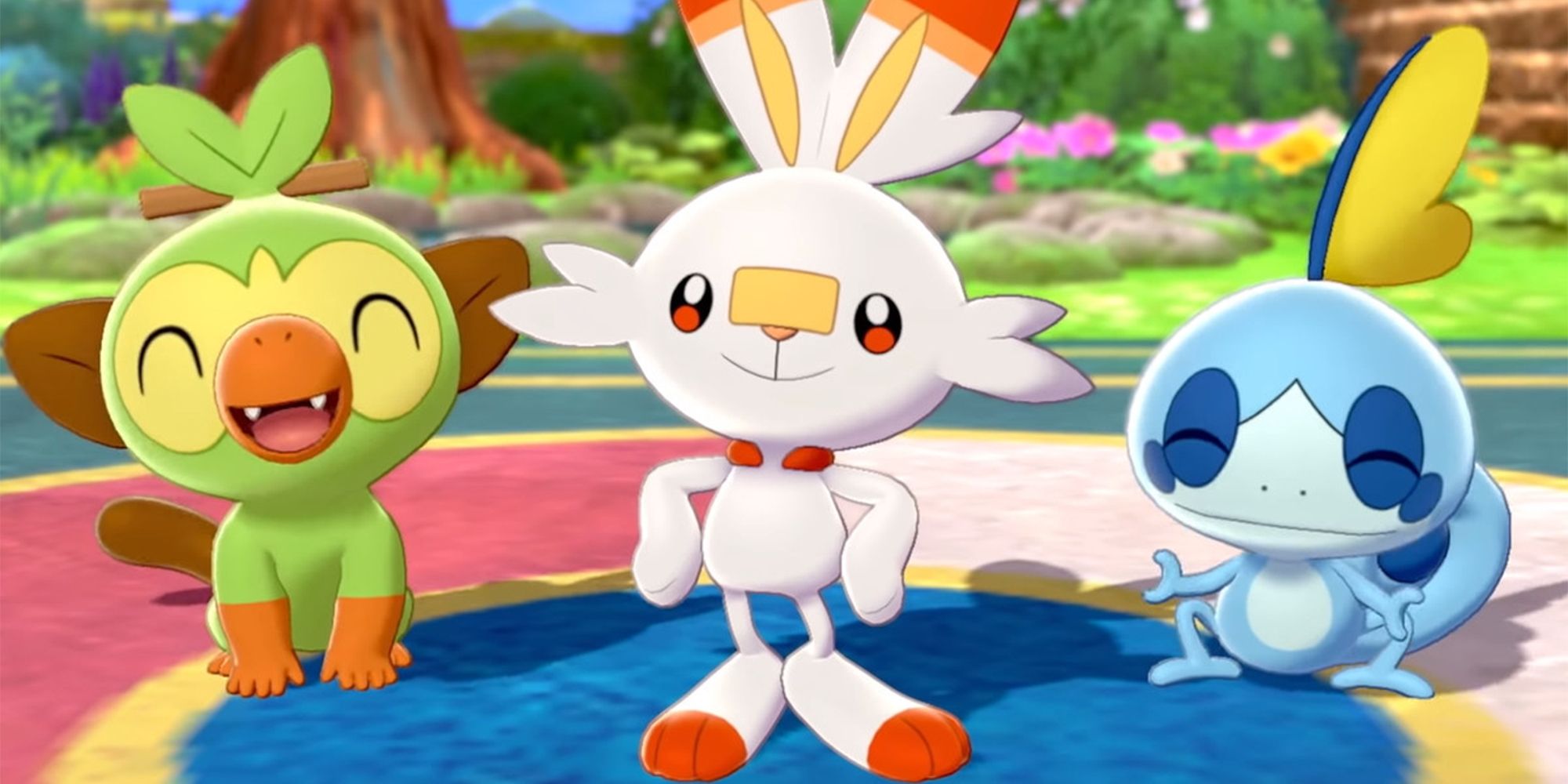 entrantes grookey, scorbunny y sollozo alineados