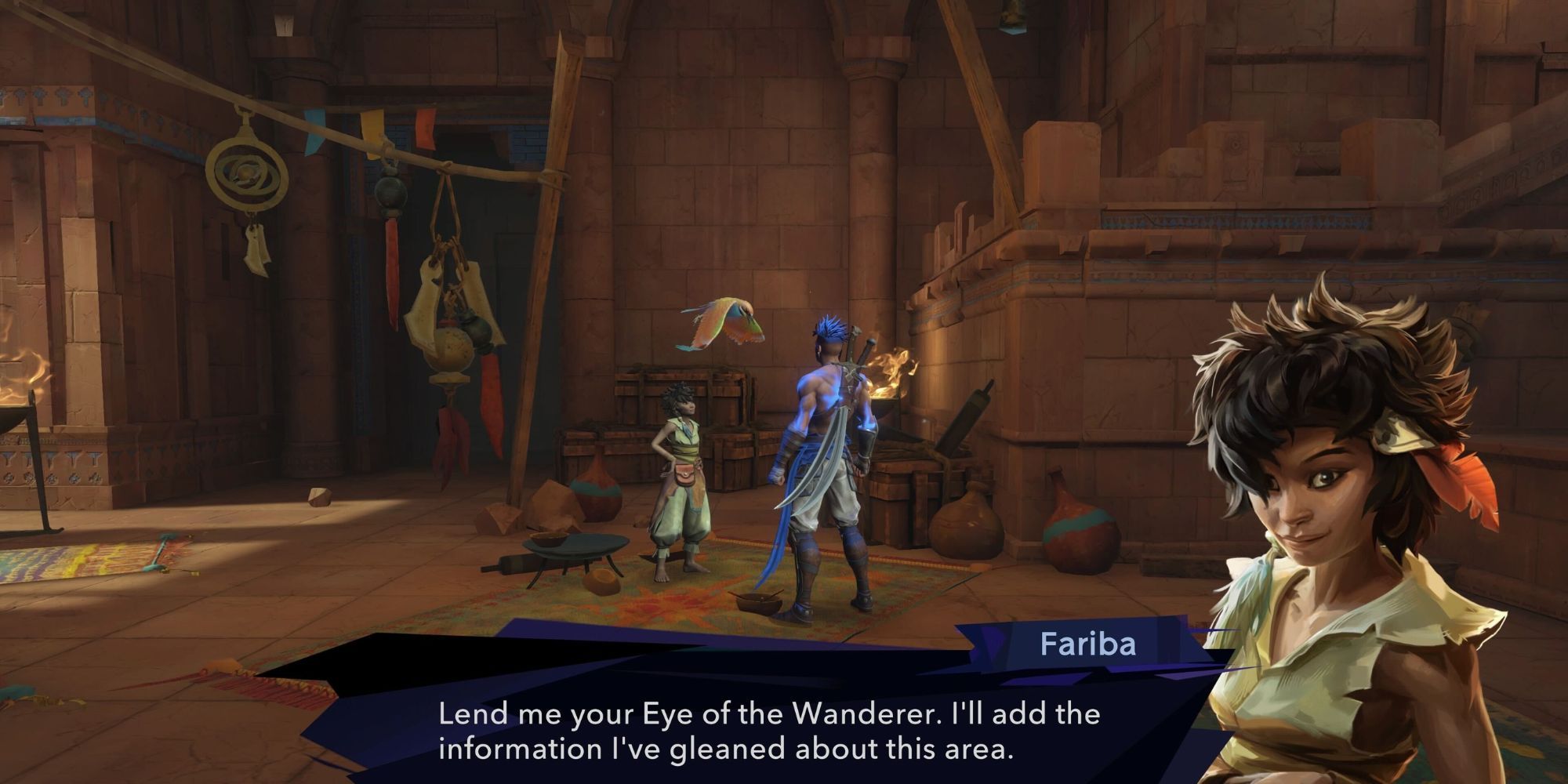 Sargón hablando con Fariba en Prince of Persia: The Lost Crown.