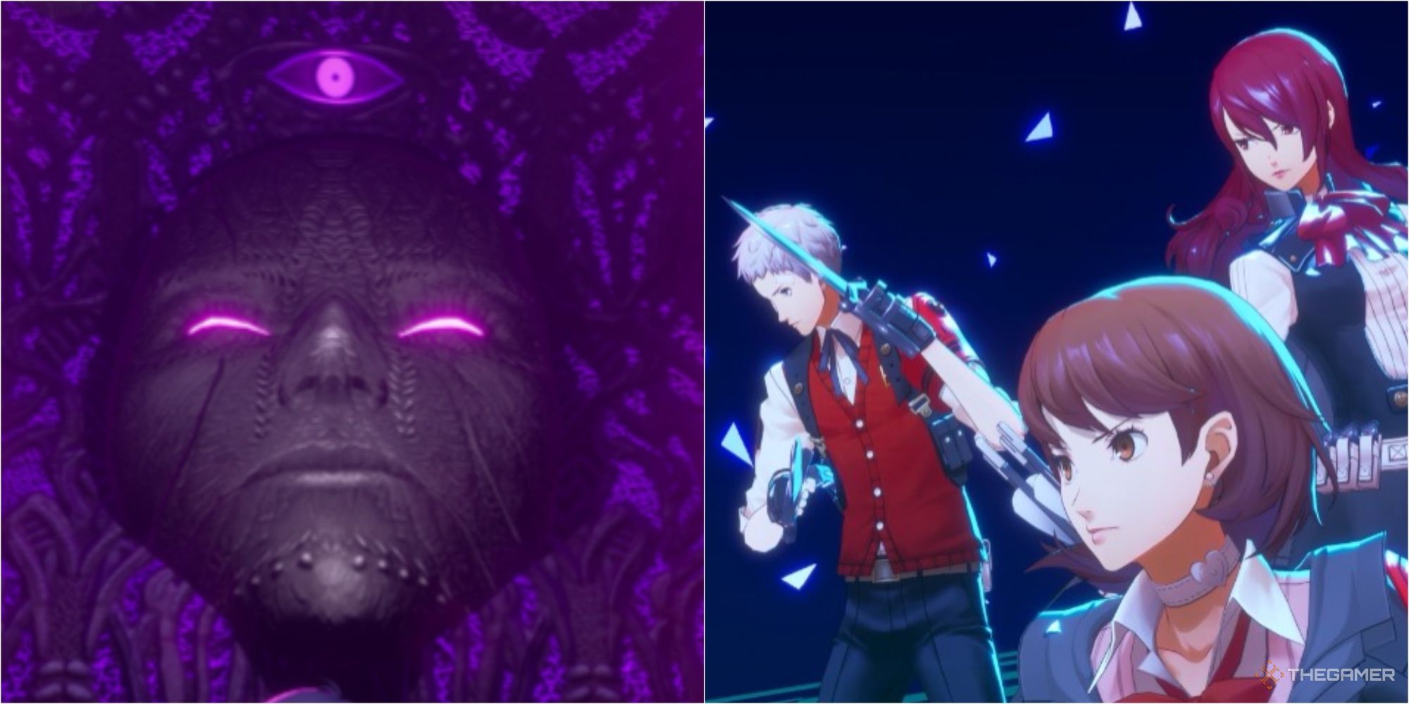 una cara en la pared en el bloque arqa de tartarus y yukari, mitsuru y akihiko posaron para una pelea persona 3 recarga tartarus p3r