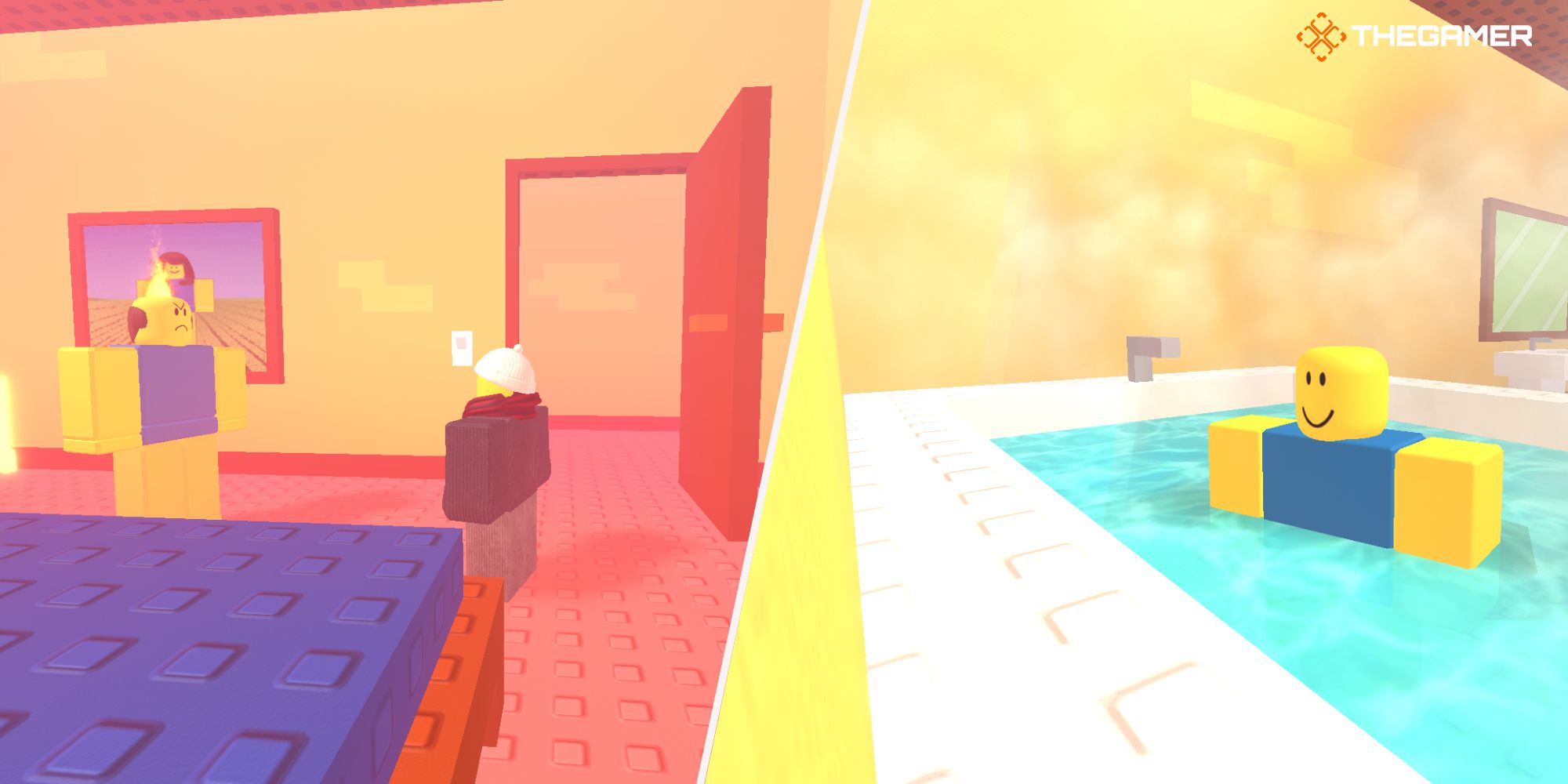 Imagen dividida de un jugador en Need More Heat en Roblox
