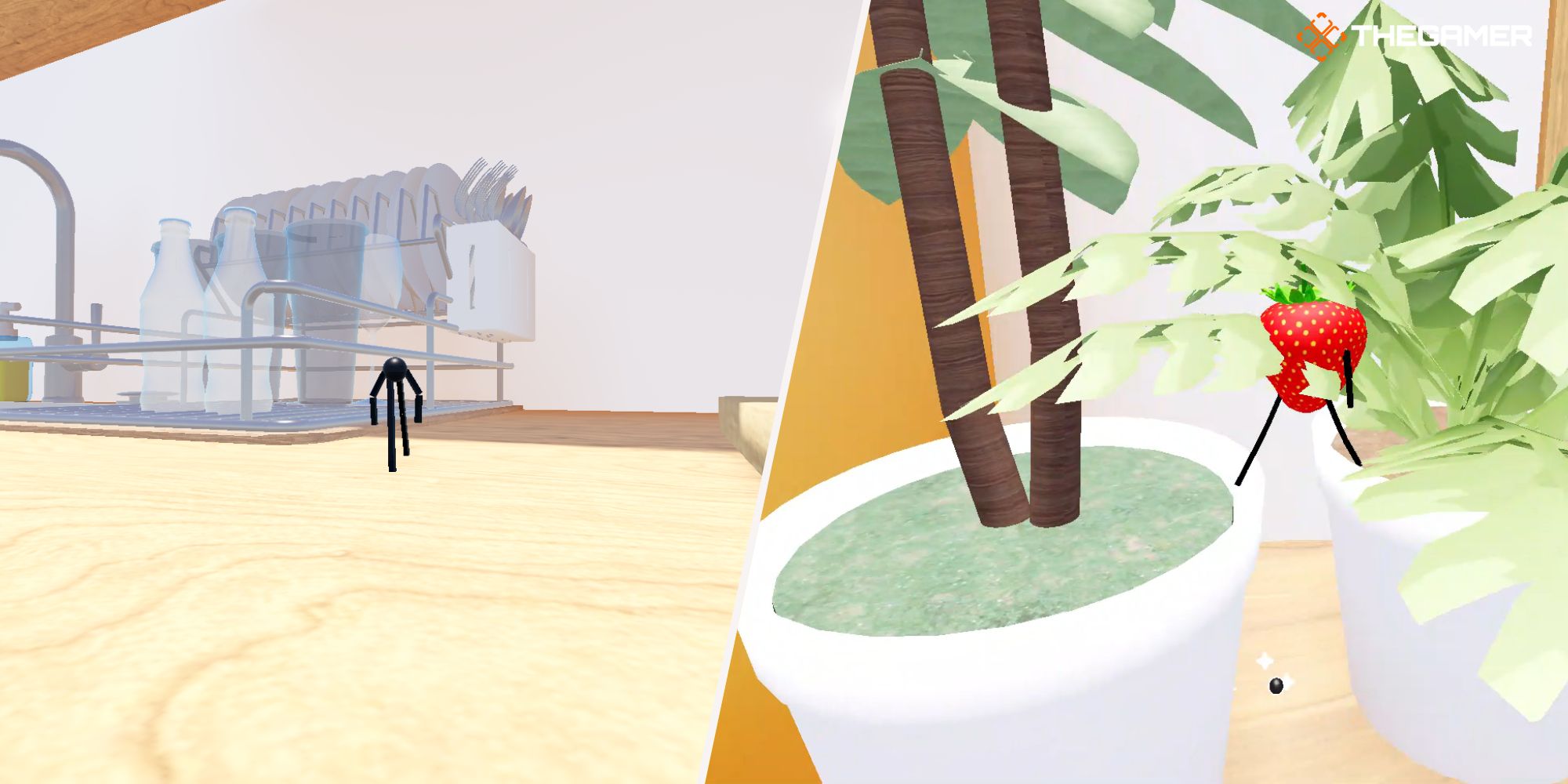 Roblox: Secret Staycation, Izquierda: el Caviar, Derecha: una fresa en las plantas donde está el caviar