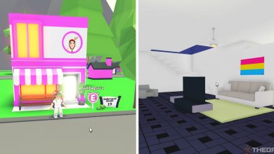 split image with exterior and interior of pizza restaurant house