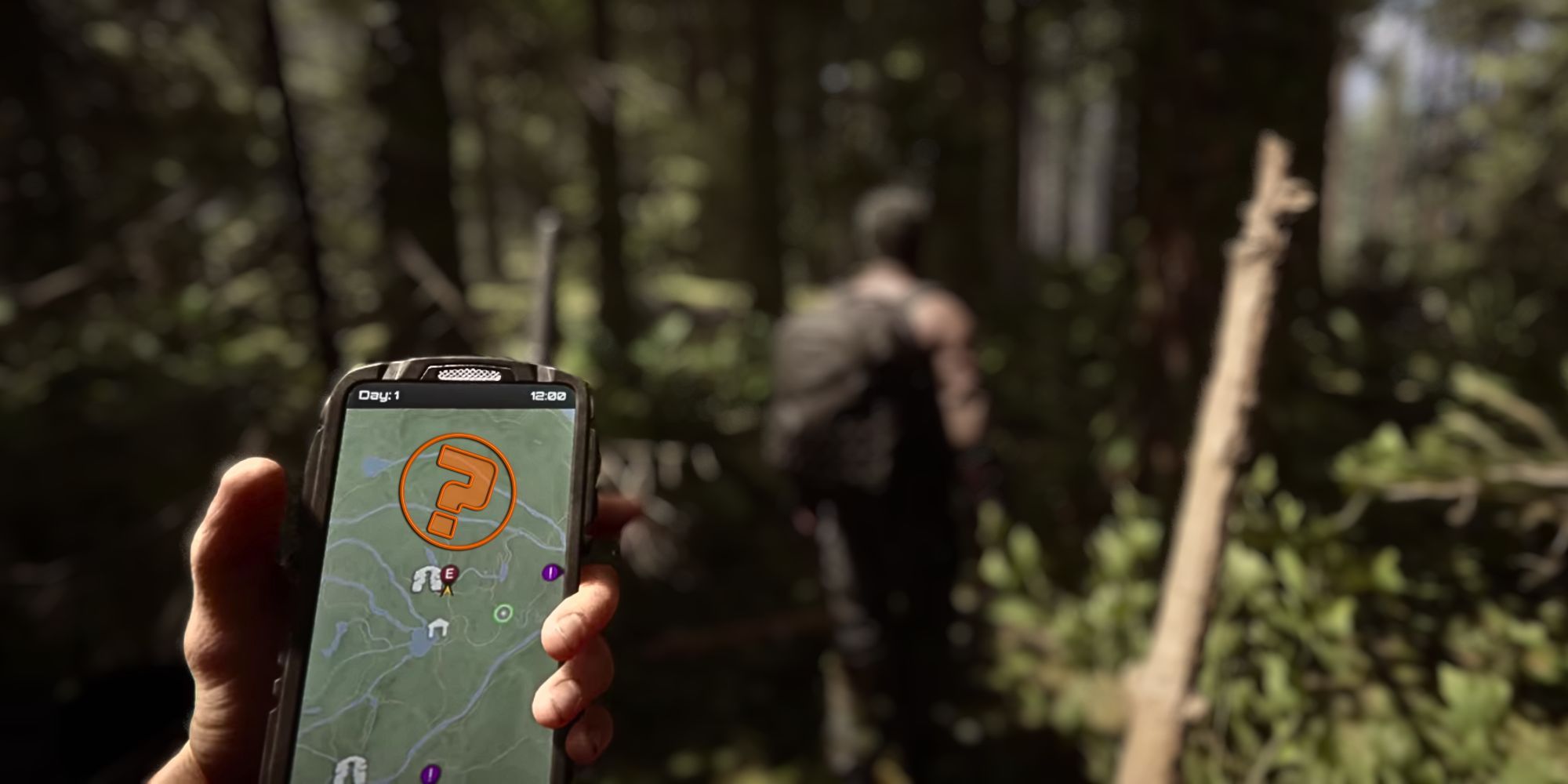 Teléfono GPS con localizador de signos de interrogación de Sons of the Forest