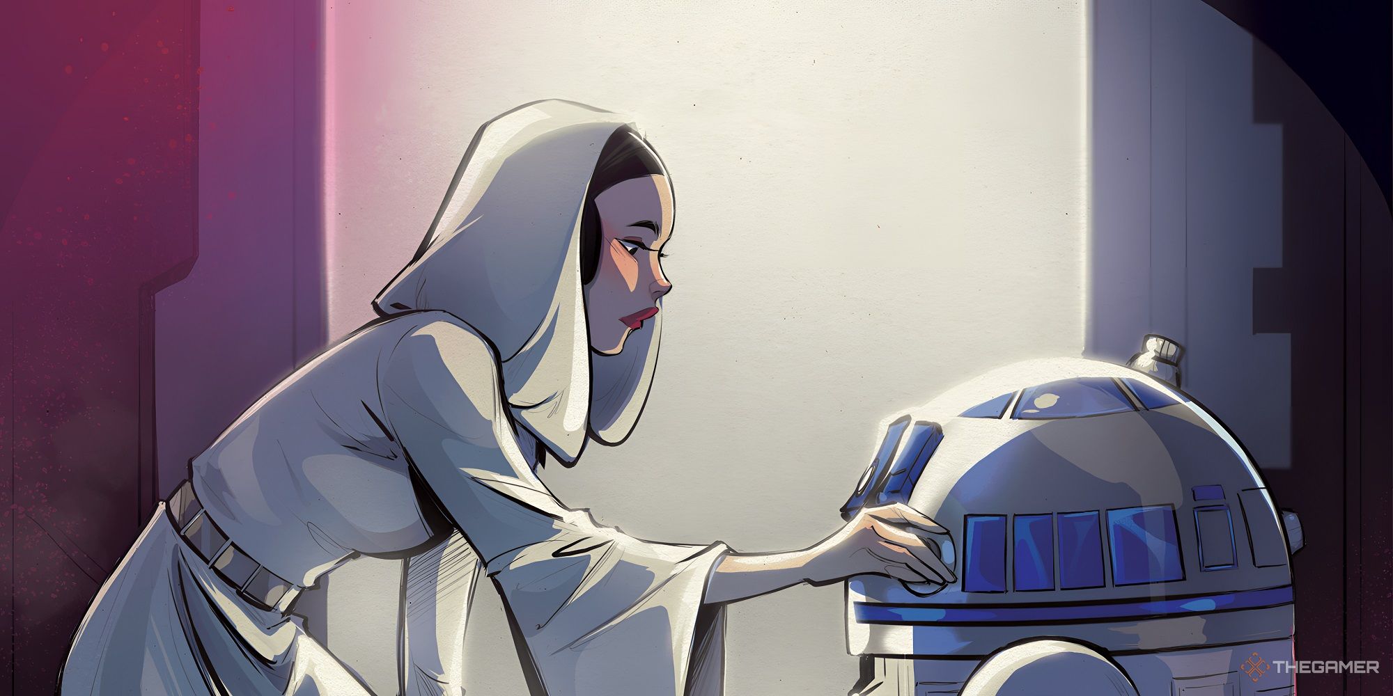 Leia le confía a R2-D2 un mensaje secreto