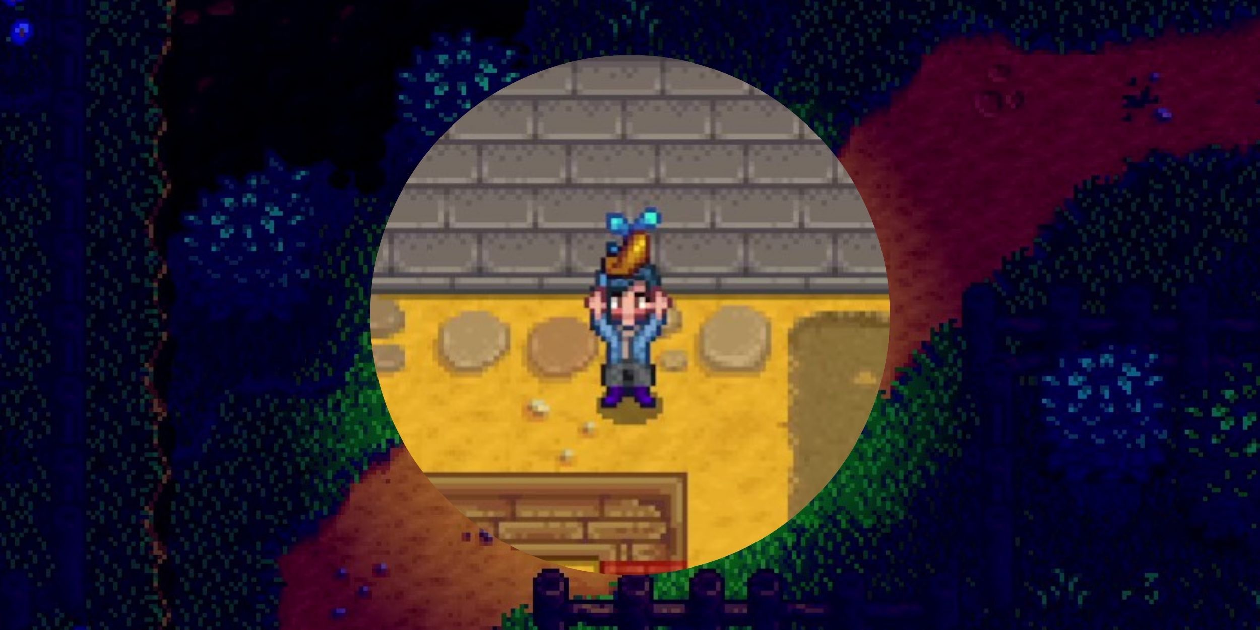 Un jugador que sostiene una semilla de árbol místico en Stardew Valley.