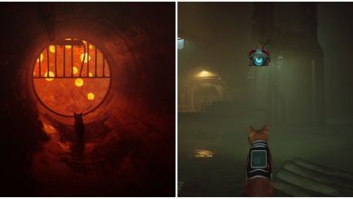 Stray - collage of various locations found in The Sewers chapter