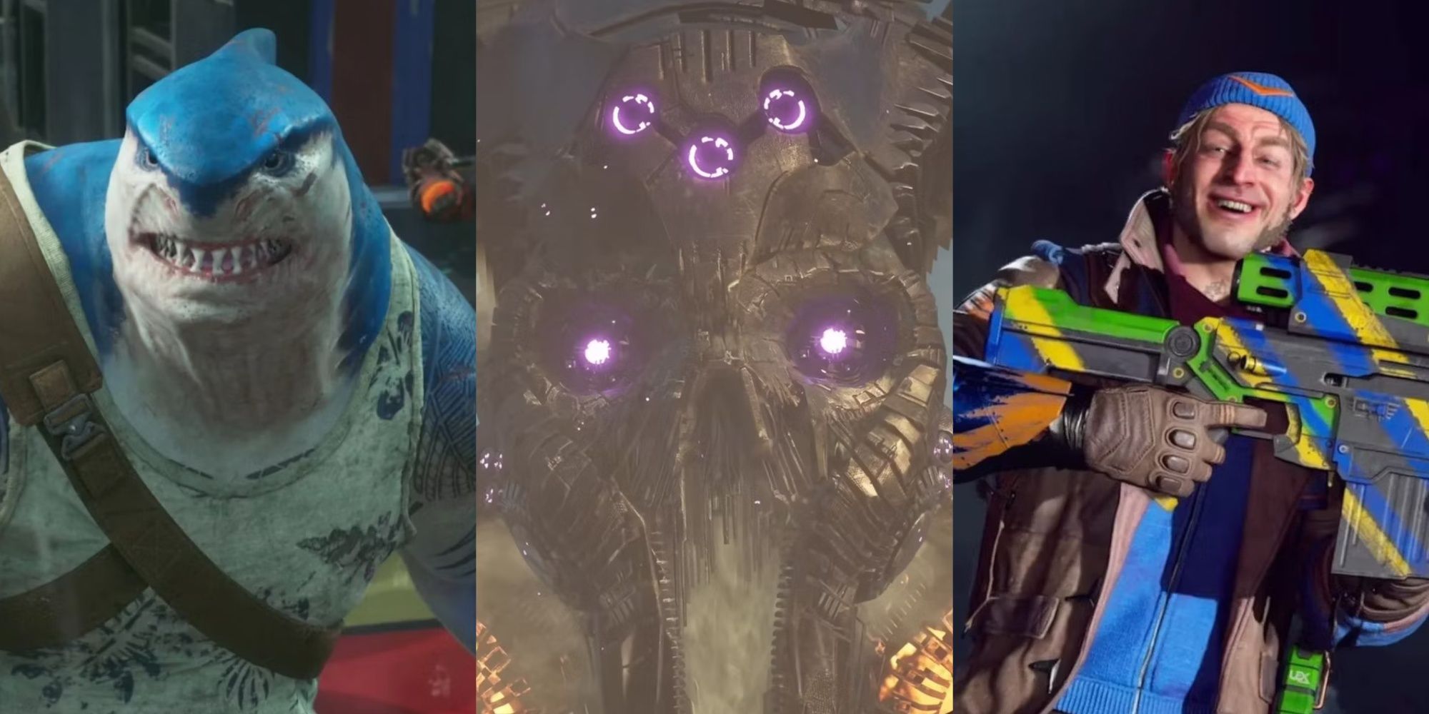 King Shark, el barco de Brainiac y el Capitán Boomerang, de Suicide Squad: Kill The Justice League