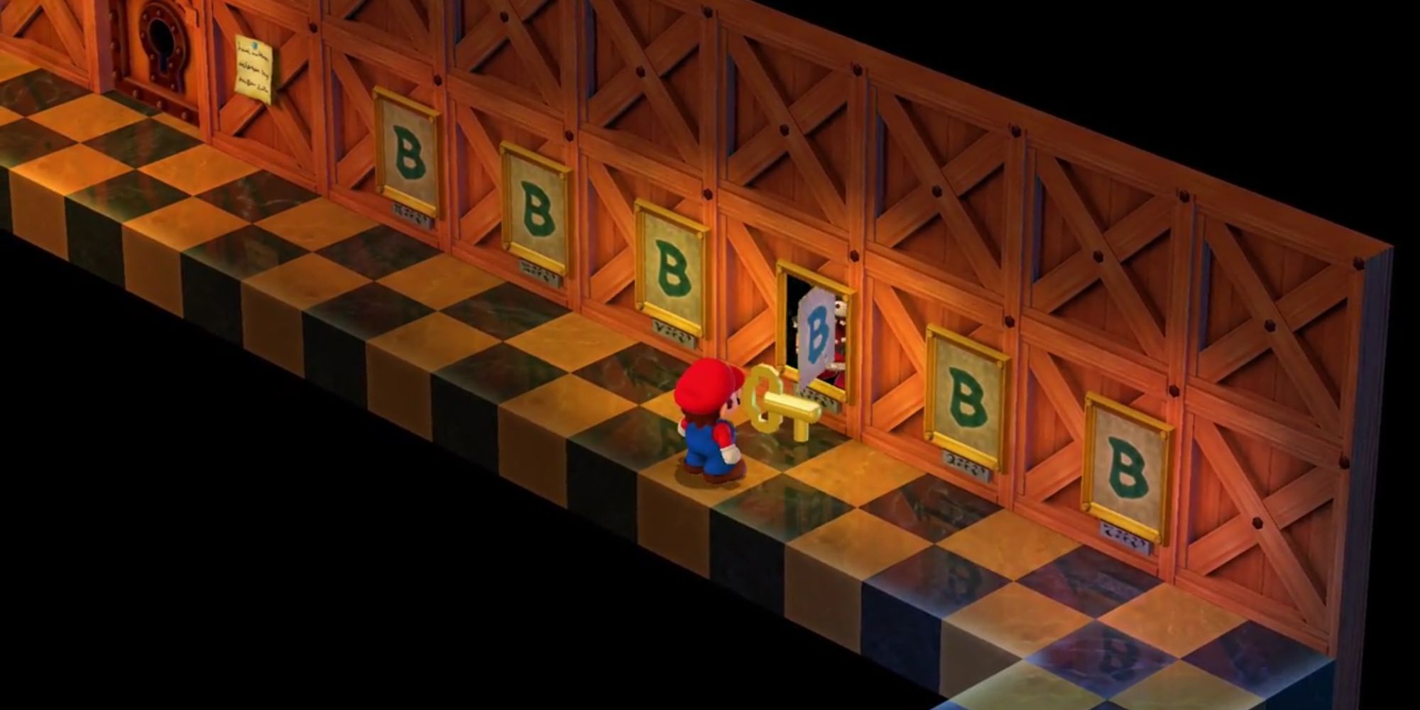 Mario obteniendo la llave antigua para la Torre Booster.