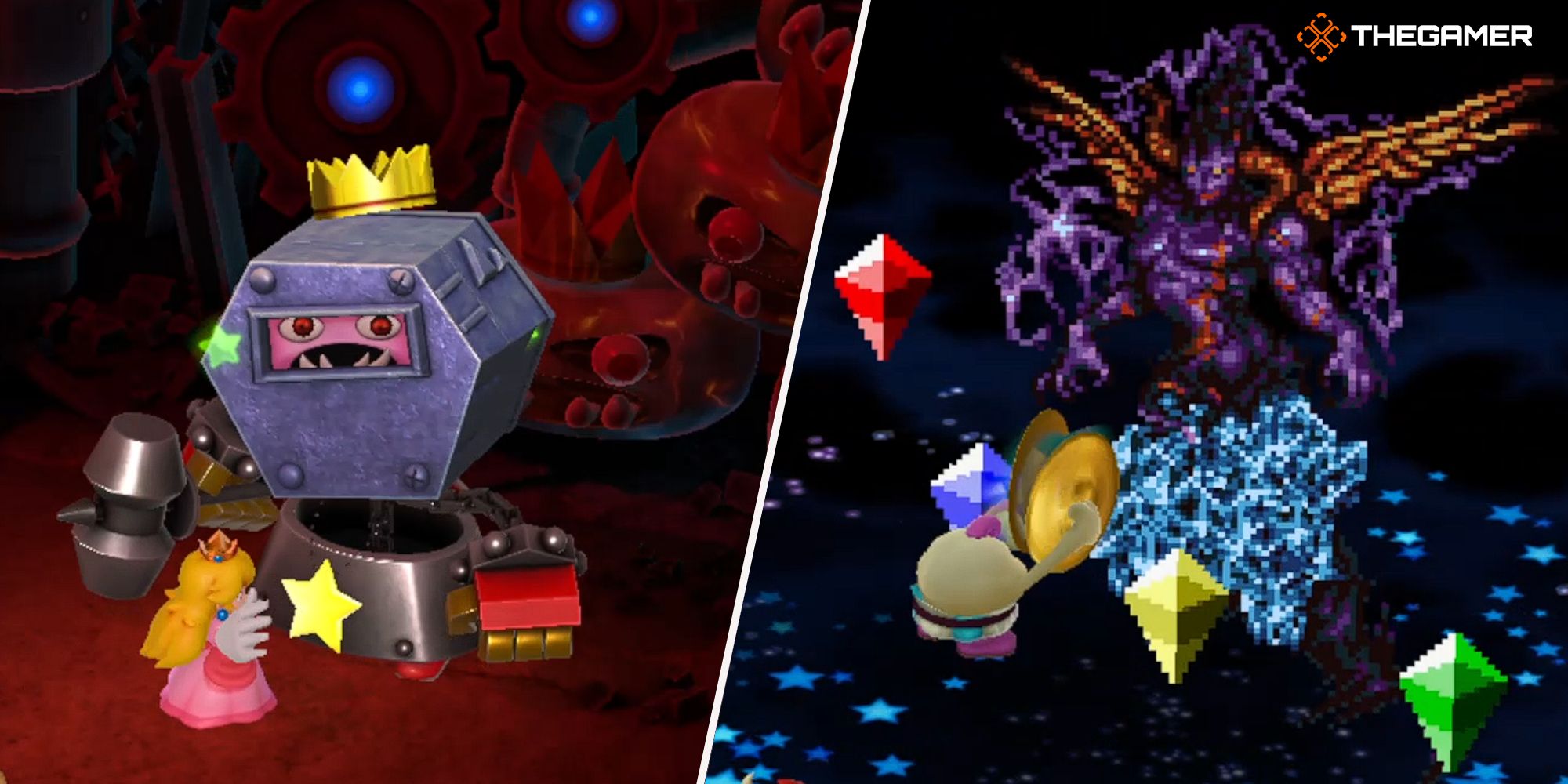 Super Mario RPG Peach ataca a Smithy y Mallow ataca a Culex