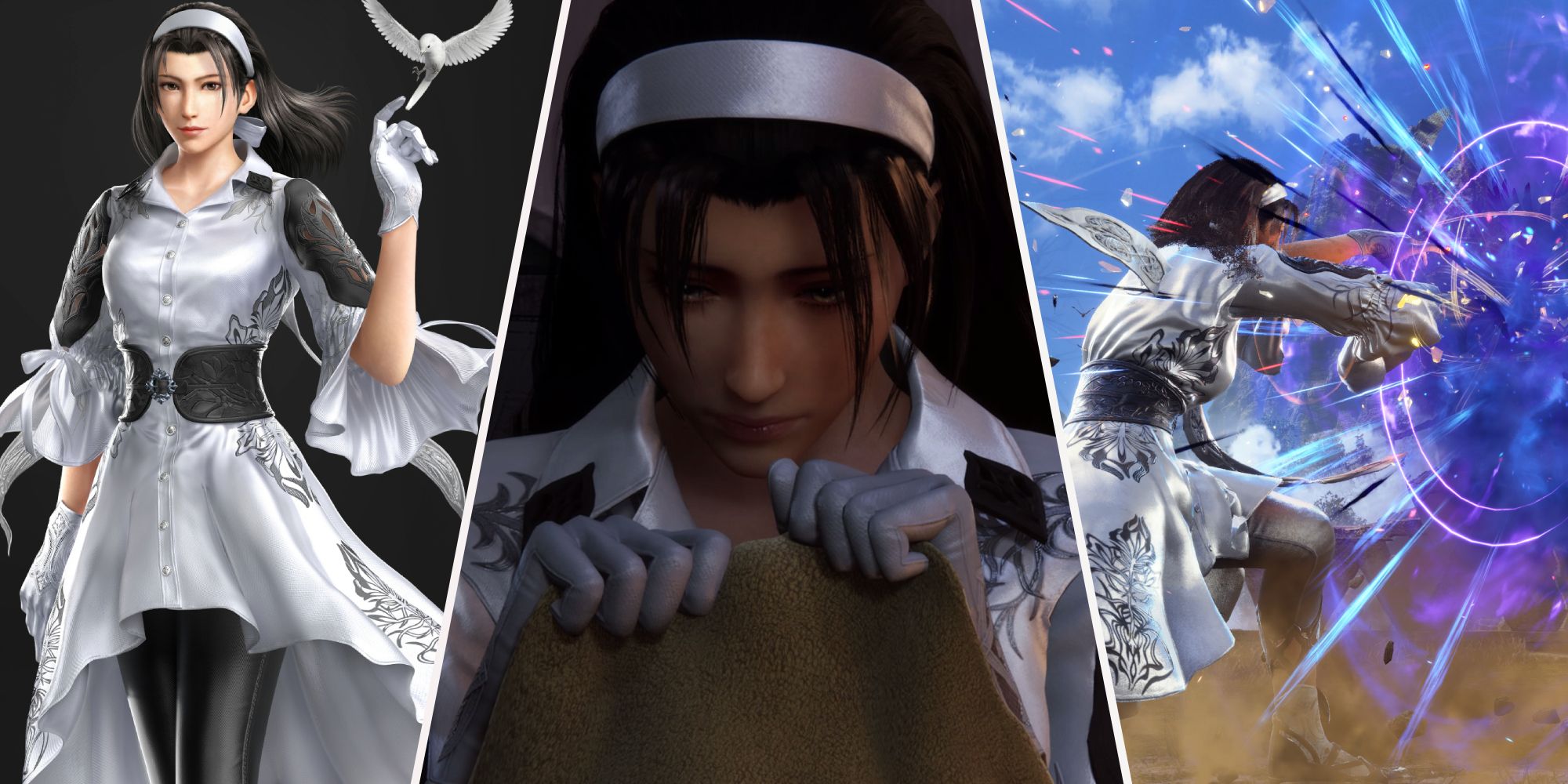 Un collage de imágenes de Jun Kazama de Tekken 8