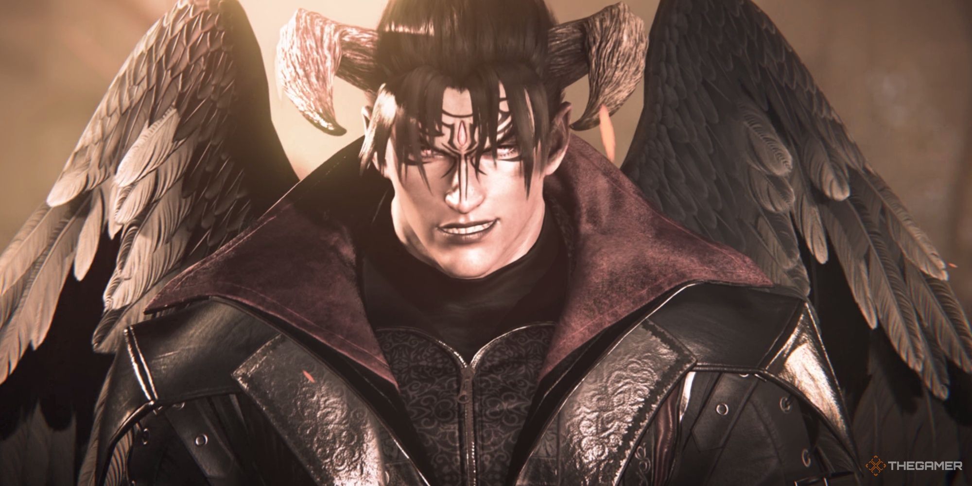 Devil Jin sonriendo amenazadoramente y caminando hacia la cámara en Tekken 8