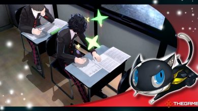 joker getting a question correctly on an exam and sparkling for it in p5r as the feature for our persona 5 royal all classroom and exam question and answer guide