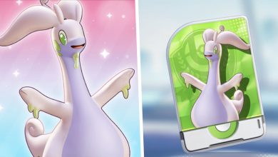 Image of Goodra split with the Goodra Unite License from Pokemon Unite