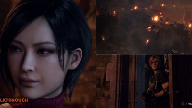 Ada Wong, Leon Kennedy, and the castle battlements in Resident Evil 4 Remake