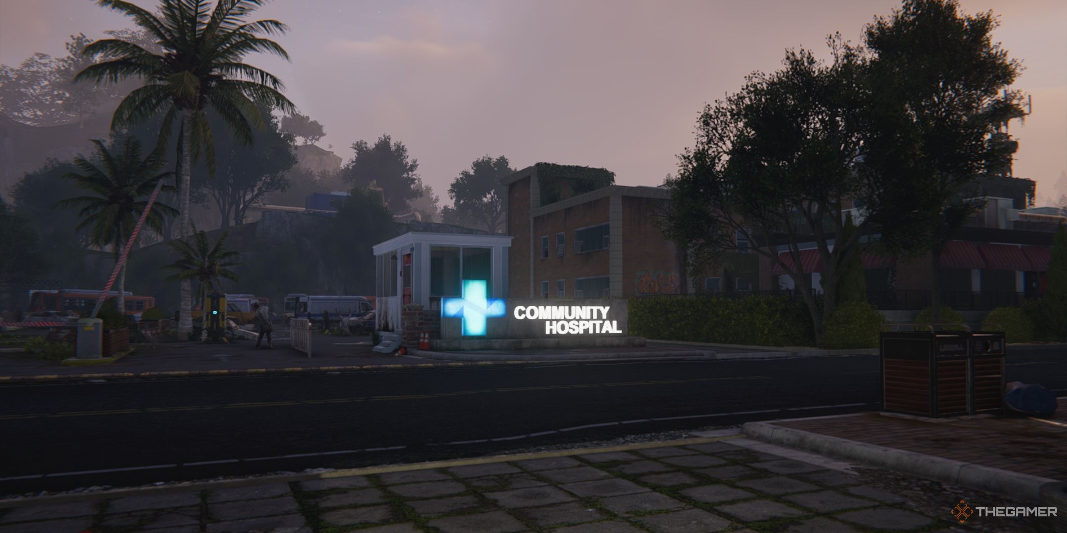 Entrada de hospital abandonada.