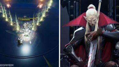 image of player fighting solarus the immaculate next to image of v rising promotional art