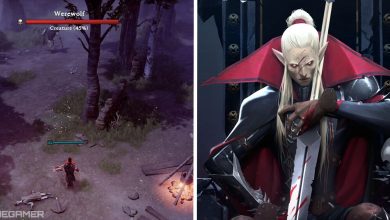 split image with placing werewolf next to image of promotional art for v rising