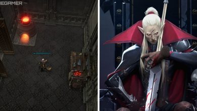 image of player in forge room next to image of promotional art for v rising