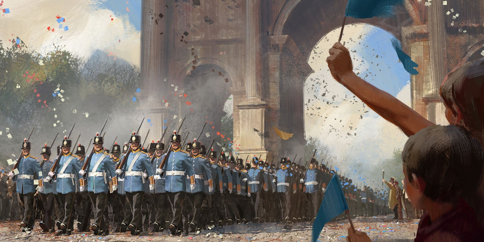 Soldados prusianos en un desfile en la Puerta de Brandenburgo en Victoria 3