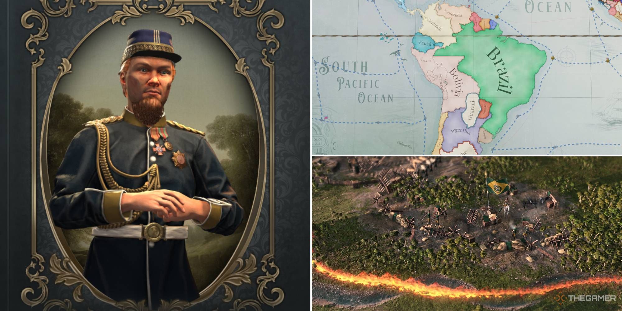 Un general brasileño, mapa y campo de batalla en Victoria 3