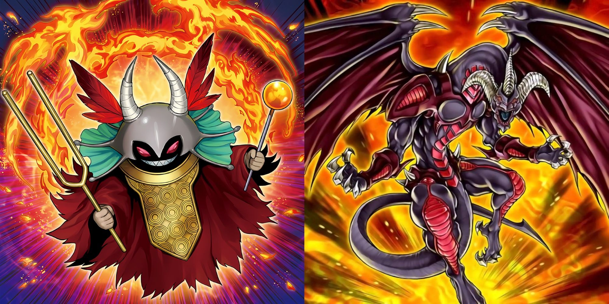 Ilustraciones de cartas de YGO Soul Resonator y Red Dragon Archfiend