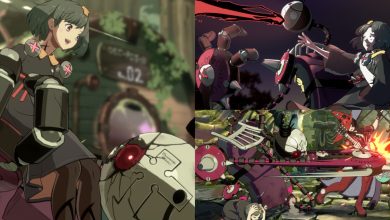 A collage of images from Guilty Gear Strive showcasing Bedman? and Delilah.