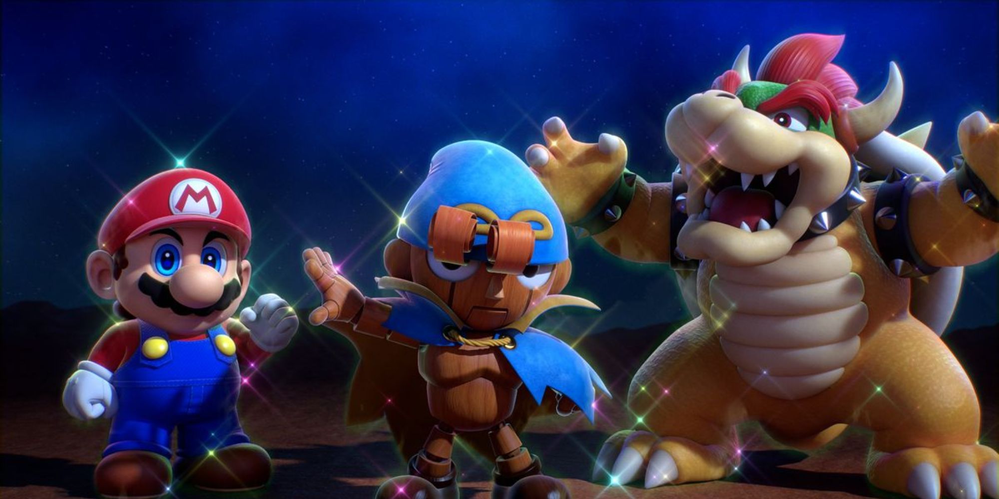 Mario, Geno y Bowser en Super Mario RPG.
